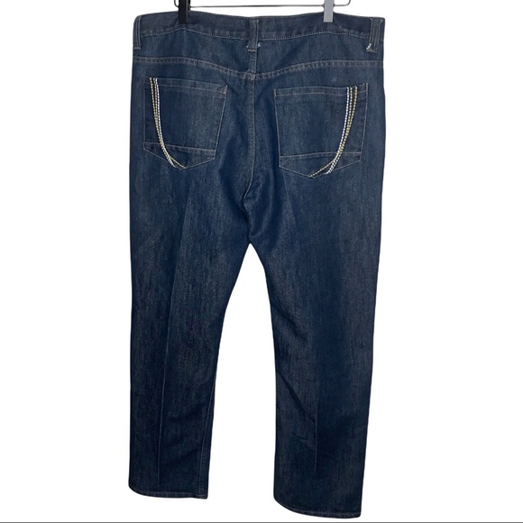 Paper Denim & Cloth PD&C Mens Size 36x32 Straight Blue Jeans Embroidered Pocket - Picture 3 of 7